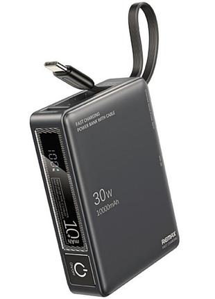 Power bank remax rpp-86 10000 mah pd30w+qc22.5w с быстрой зарядкой, дисплеем и кабелем type-c grey