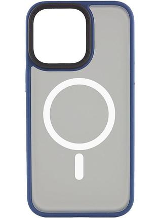 Tpu+pc чехол metal buttons with magsafe для apple iphone 12 pro / 12 (6.1") синий