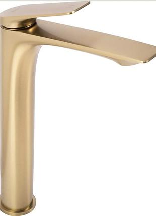 Смеситель для умывальника высокий rea avalon brushed gold (rea-b2705) золотой матовый