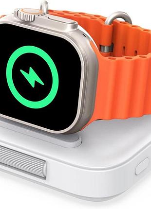 Портативная беспроводная зарядка для apple watch swanscout 1800 mah — power bank для часов с функцией подставки, белый