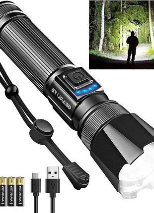 Аккумуляторный фонарь sr5000 super bright, 5 режимов, usb-c, с кейсом и дополнительным маячком