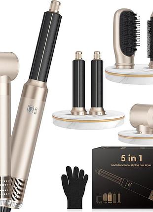Мультистайлер для волосся 5 в 1 hot air styler wt-638: фен-щітка, плойка для завивки та випрямляч з терморукавичкою у комплекті
