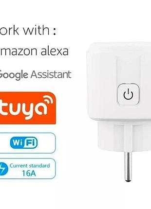 Умная wi-fi розетка smart plug с поддержкой google assistant и amazon alexa, 10-16a, мобильное приложение smart life