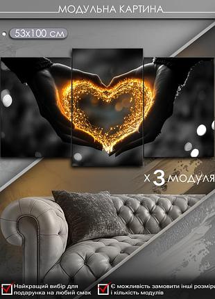 Модульная картина маko "огонь любви" 53x100 см mk30505