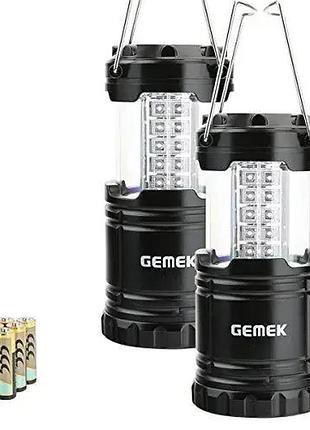 Набір кемпінгових led ліхтарів gemek (2 шт.), розкладний туристичний ліхтар-лампа на батарейках, портативний світильник для кемпін