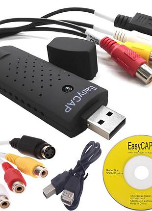 Usb карта відеозахоплення easycap з rca та s-video, конвертер av в usb зі звуком vhs dvd