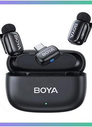 Бездротовий петличний мікрофон boya mini-14 чорний для смартфонів та відеозйомки
