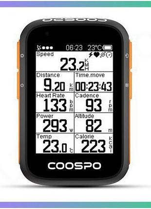 Велокомп'ютер coospo bc200 gps чорний для велосипедистів з bluetooth та захистом ipx7