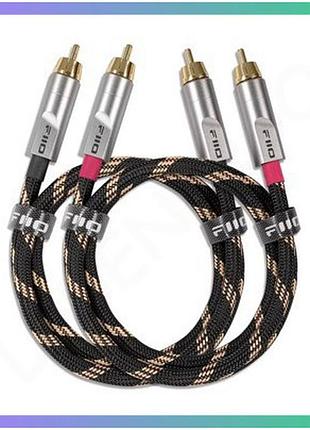 Звуковий кабель fiio lr-rca4m dual rca 80см чорний-сірий аудіокабель для підключення колонок_pr