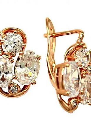 Сережки, позолота, з медичного золота. висота 1,7 см. ширина 1,3 см.