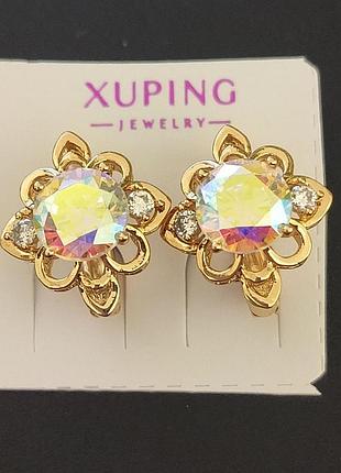 Сережки xuping позолота 18 к. довжина 1,8 см. ширина 1,3 см.