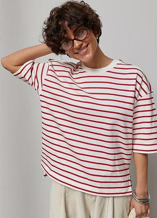Жіноча бавовняна футболка oversize у смужку