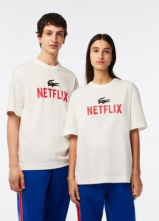 Унисекс футболка свободного кроя lacoste x 97flix из органического хлопка