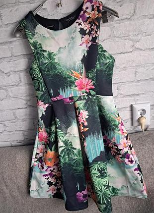 Тропическое платье miss selfridge (fit &amp; flare) s-m