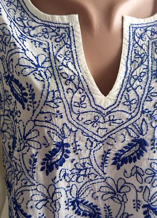 Фольклорная вышитая блуза-туника east artisan, made in india, size 14