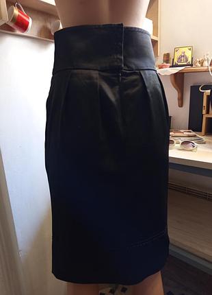 Атласная юбка карандаш высокой посадки massimo dutti, size s