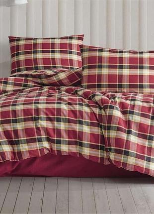 Постельное белье фланелевое байковое elita полуторный размер red plaid