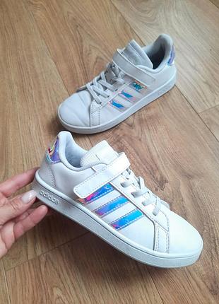 Кожаные базовые белые кроссовки adidas на липучках кросівки кеды кеди