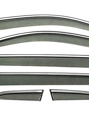 Ветровики с хромированным молдингом niken luxury (длинные, 6 шт) для volkswagen tiguan 2016-2023 гг