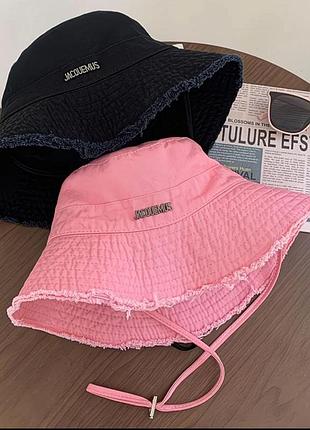 Панама jacquemus le bob artichaut з логотипом бавовна чорна рожева