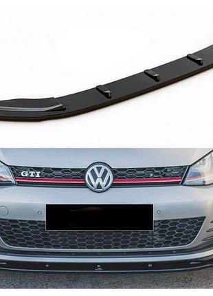 Передня lip накладка dpt v-1 (для gti, 2012-2017, чорний глянець) для volkswagen golf 7/e-golf рр