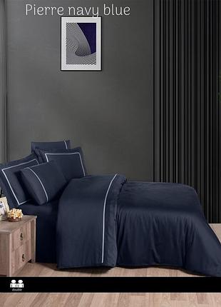 Постельное белье frist choice vip pierre navy blue сатин евро размер
