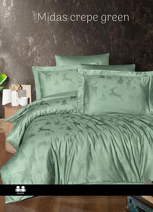 Постільна білизна first choice сатин жакард midas crepe green євро розмір