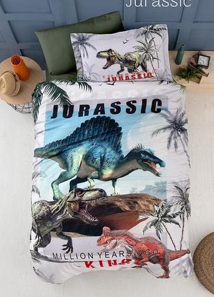 Постільна білизна frist choice сатинова полуторний розмір 3d jurassic
