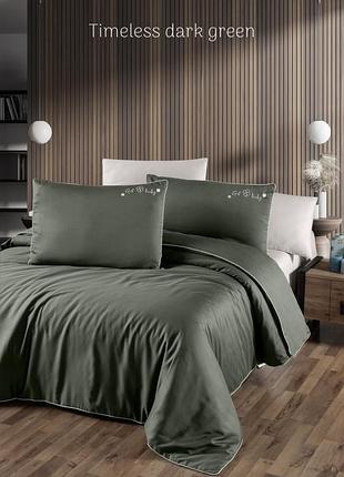 Постільна білизна сатин delux євро розмір first choice timeless dark green