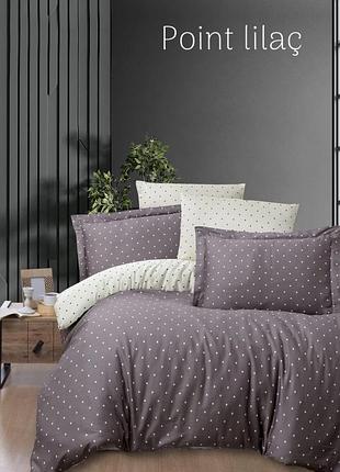 Постільна білизна сатин люкс issi home point lilac сімейний розмір