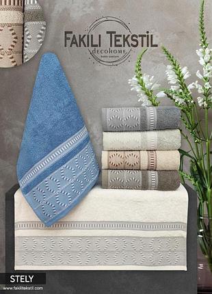 Набор махровых полотенец для лица fakili tekstil stely 50 на 90 см в упаковке 6 штук