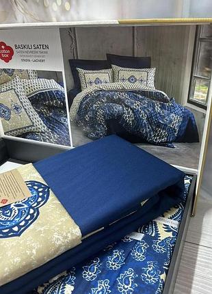 Постельное белье сатиновое евро размер cotton box stasya lacivert