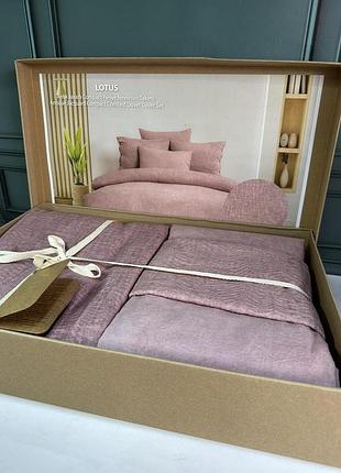 Постельное белье евро вареный хлопок жаккард favorite home пудровое