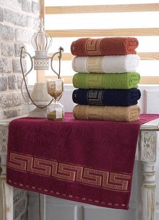 Набор махровых полотенец для лица 50 на 90 см vip cotton greksia в упаковке 6 штук