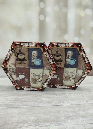 Набір махрових кухонних рушників 30 на 50 см в упаковці 6 штук espresso