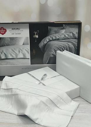 Постільна білизна сатин жакард євро розмір cotton box hexa leaf