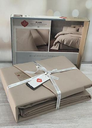 Постельное белье ранфорс однотонный 200 на 220 см евро размер cotton box bej