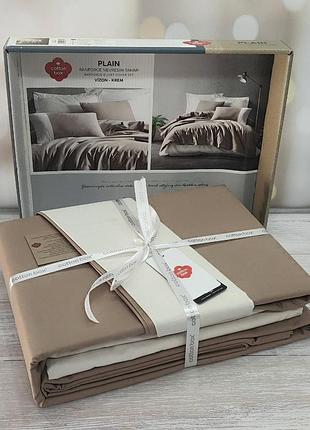 Постельное белье ранфорс однотонный 200 на 220 см евро размер cotton box vizon krem