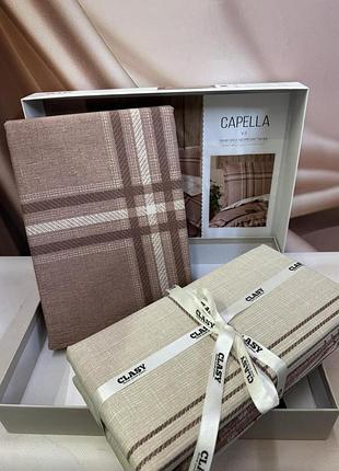Постільна білизна ранфорс люкс євро розмір 200 на 220 см clasy capella bej