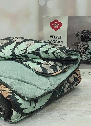 Ковдра покривало вельветове двостороннє євро розмір 195 на 215 см cotton box velvet clorosa mint