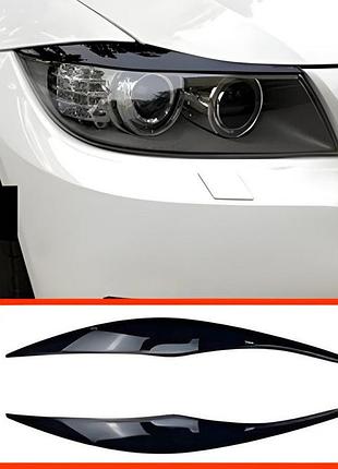 Реснички на фары dpt (2шт, черный глянец) для bmw 3 серия e90/e91 2005-2011 гг