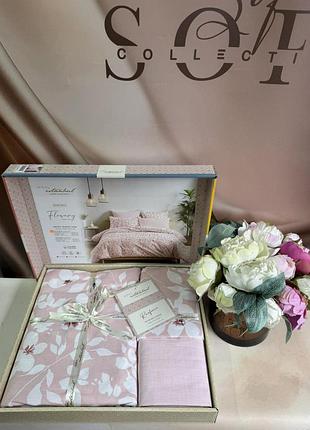 Постельное белье ранфорс евро размер 200 на 220 см istanbul flowery pembe турция