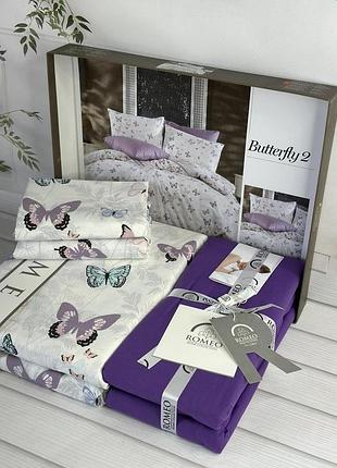 Постельное белье из поплина евро размер 200 на 220 см romeo home butterfly