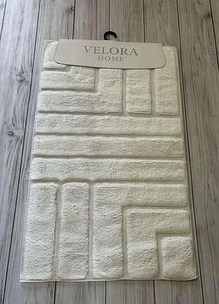 Набір бавовняних килимків для ванної кімнати velora home 2 предмети кремовий
