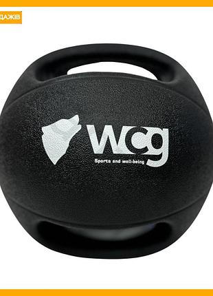 Медбол wcg 8 кг із ручками чорний медичний м'яч для тренувань фітнесу та силових вправ