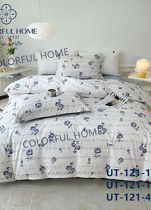 Постельное белье сатиновое colorfull home евро размер 200 на 230 см blue