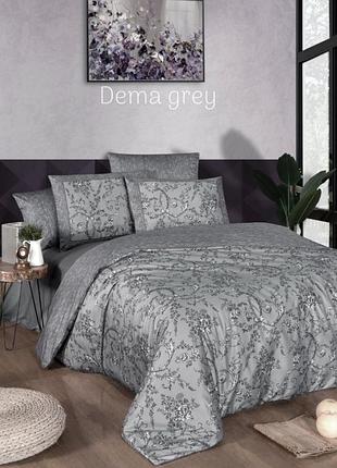 Постельное белье сатиновое la romano premium 300 tc евро размер dema grey