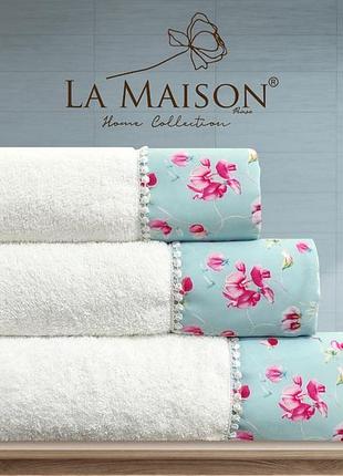 Набор махровых полотенец la maison 3 штуки и парфюм для дома himel