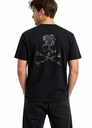 Футболка чоловіча philipp plein mens black tee large leather skull patch back xl