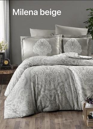 Постельное белье issi home сатин люкс полуторный размер milena beige